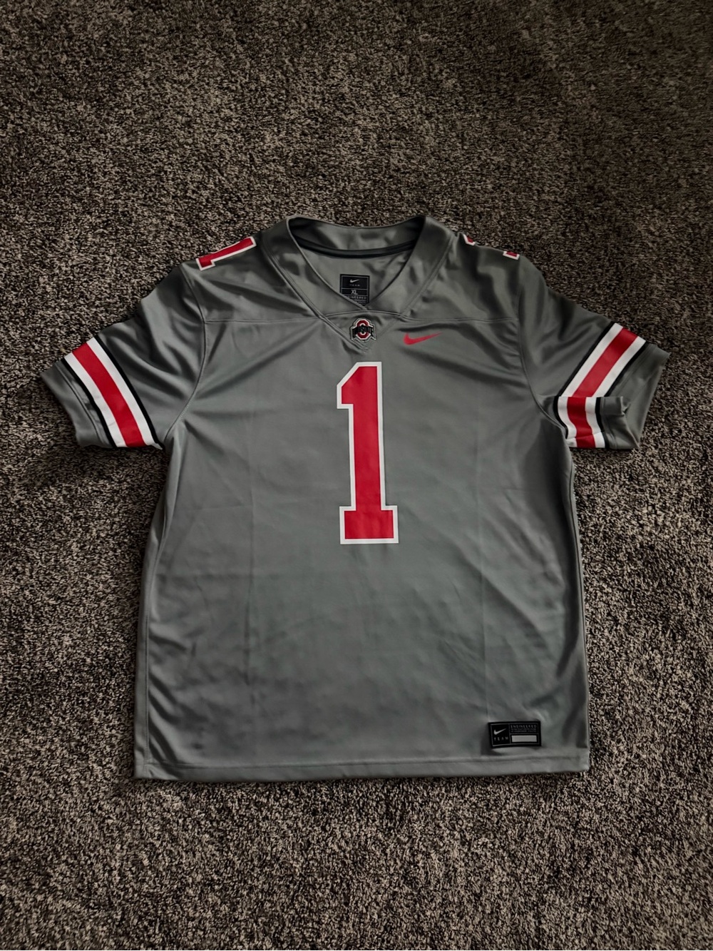 NIKE MENS OHIO STATE OSU BUCKEYES #1 GREY ALTERNATE FOOTBALL JERSEY XL 2023